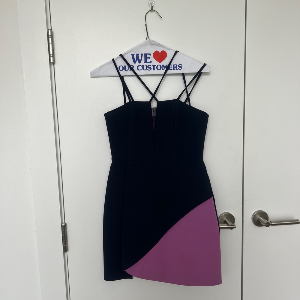 BCBGMaxAzria Navy Blue and Purple Mini Dress